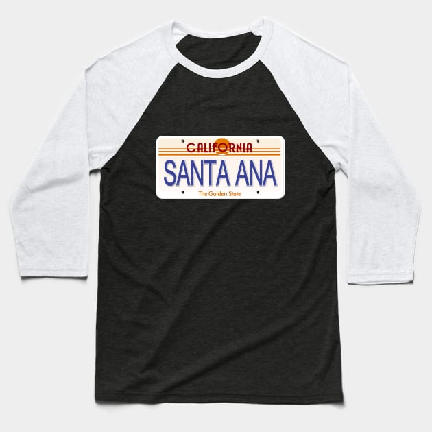 Santa Ana California State License Plate Baseball T-Shirt by Mel's Designs